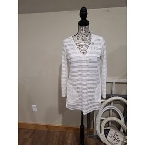 Prana Alexia Tunic Womens SZ Sm. Beach Cover layer airy pullover hooded top